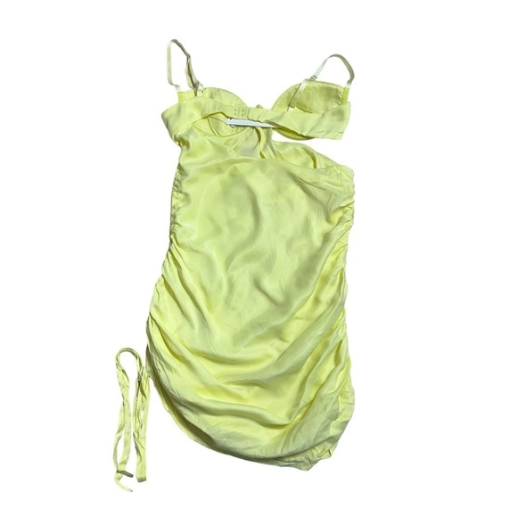 For Love & Lemons Yellow Ruched Rana Mini Dress US S - Picture 10 of 12